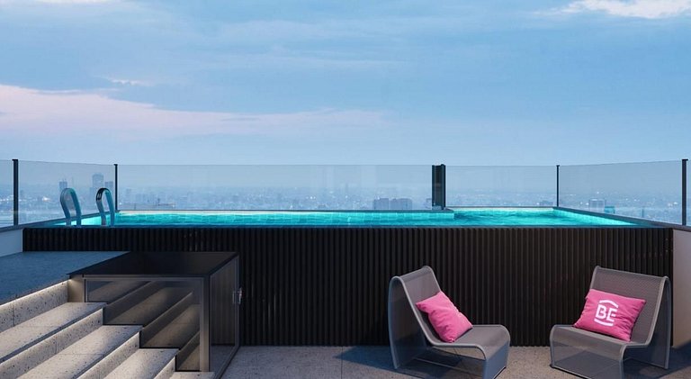 Studio no Centro com Piscina e Academia