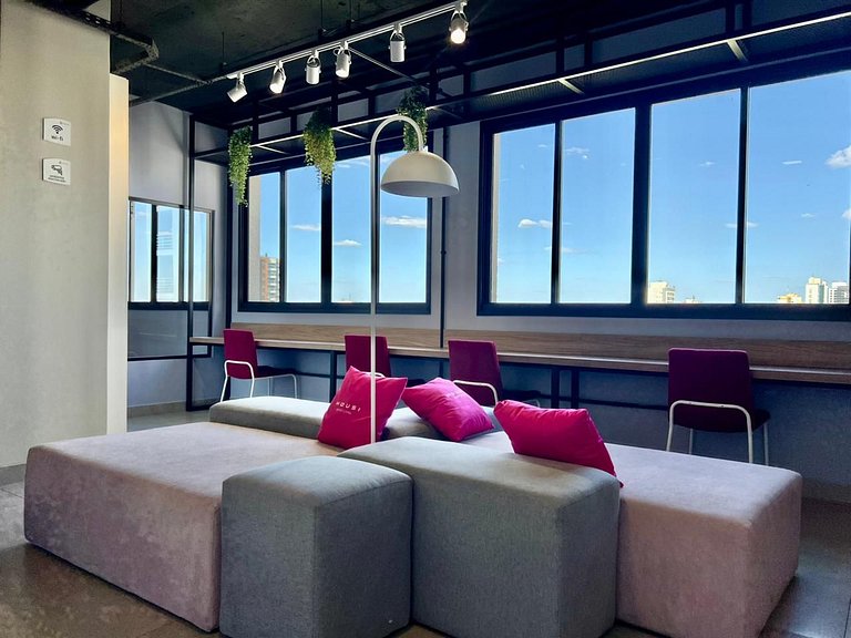 Studio no Centro com Piscina e Academia