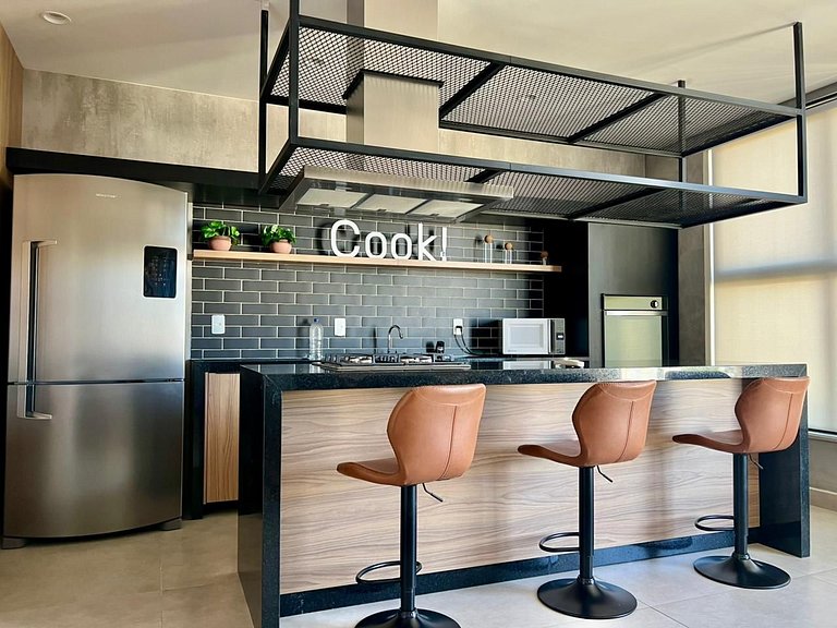 Studio no Centro com Piscina e Academia